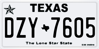 TX license plate DZY7605