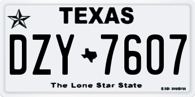 TX license plate DZY7607