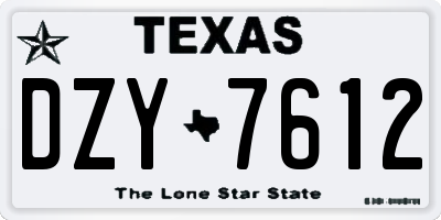 TX license plate DZY7612