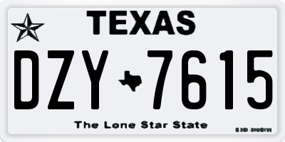 TX license plate DZY7615