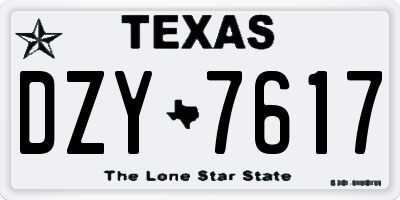 TX license plate DZY7617