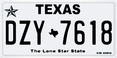 TX license plate DZY7618