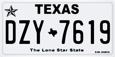 TX license plate DZY7619