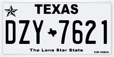 TX license plate DZY7621