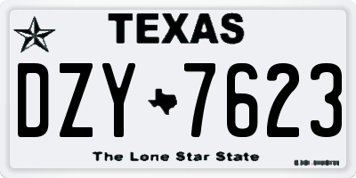 TX license plate DZY7623