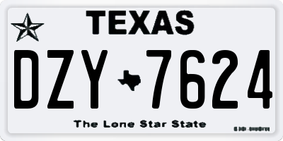 TX license plate DZY7624