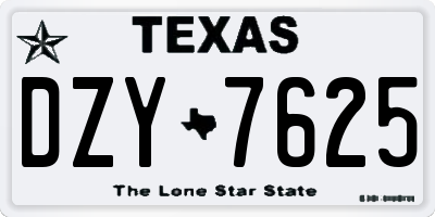 TX license plate DZY7625