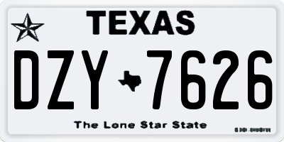 TX license plate DZY7626