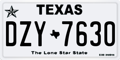 TX license plate DZY7630