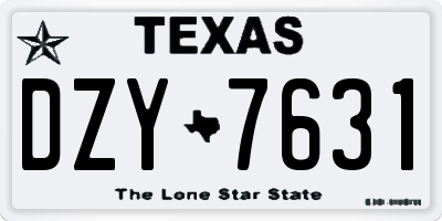 TX license plate DZY7631