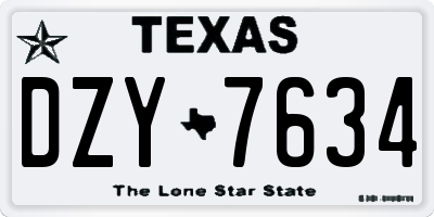 TX license plate DZY7634