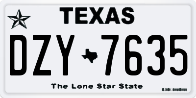 TX license plate DZY7635