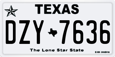 TX license plate DZY7636