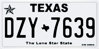 TX license plate DZY7639