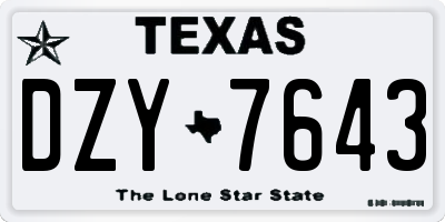 TX license plate DZY7643