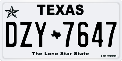 TX license plate DZY7647