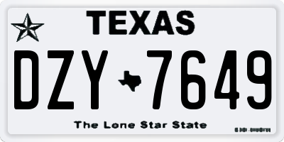 TX license plate DZY7649