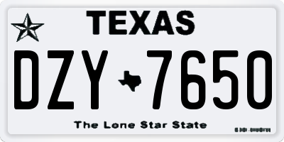 TX license plate DZY7650