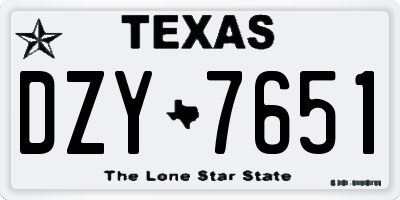 TX license plate DZY7651