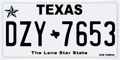 TX license plate DZY7653