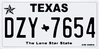 TX license plate DZY7654