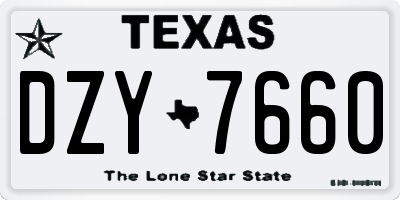 TX license plate DZY7660