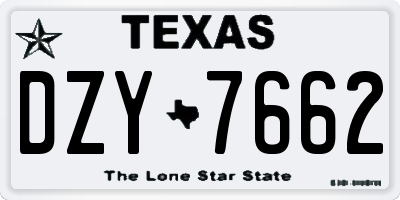 TX license plate DZY7662