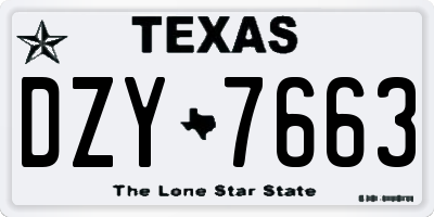 TX license plate DZY7663