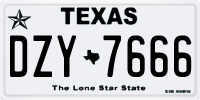 TX license plate DZY7666