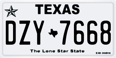 TX license plate DZY7668