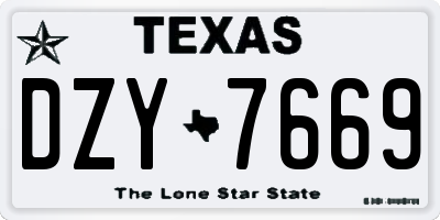 TX license plate DZY7669