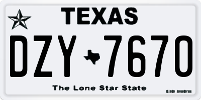 TX license plate DZY7670