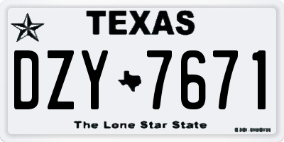 TX license plate DZY7671