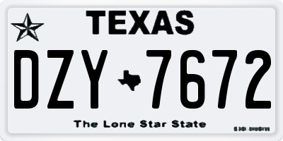 TX license plate DZY7672