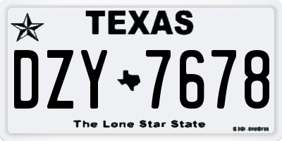 TX license plate DZY7678