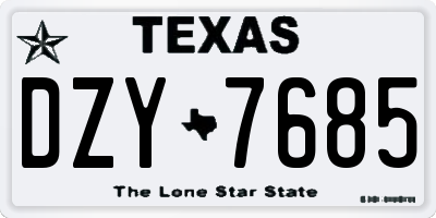 TX license plate DZY7685