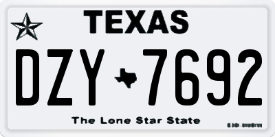 TX license plate DZY7692