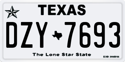 TX license plate DZY7693