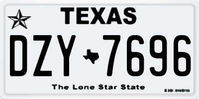 TX license plate DZY7696