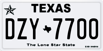 TX license plate DZY7700