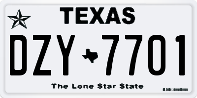 TX license plate DZY7701