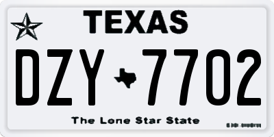 TX license plate DZY7702