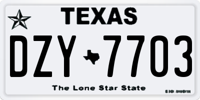 TX license plate DZY7703