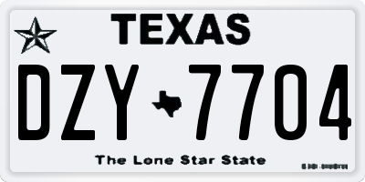 TX license plate DZY7704