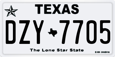 TX license plate DZY7705