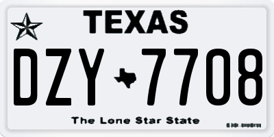 TX license plate DZY7708