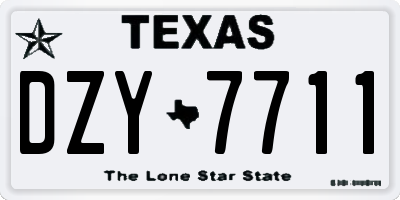 TX license plate DZY7711