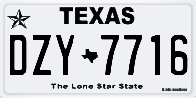 TX license plate DZY7716