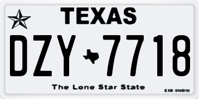 TX license plate DZY7718