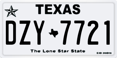 TX license plate DZY7721